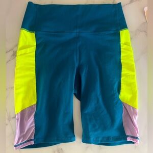 Fabletics biker shorts medium blue green